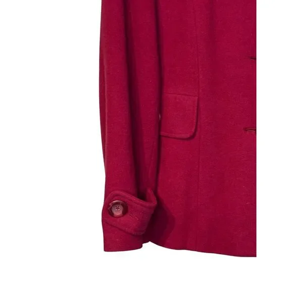 CAbi Women Peacoat Jacket Tea Coat Style 619 Wool Blend Burgundy Red Plus Sz. 14 - Picture 2 of 9